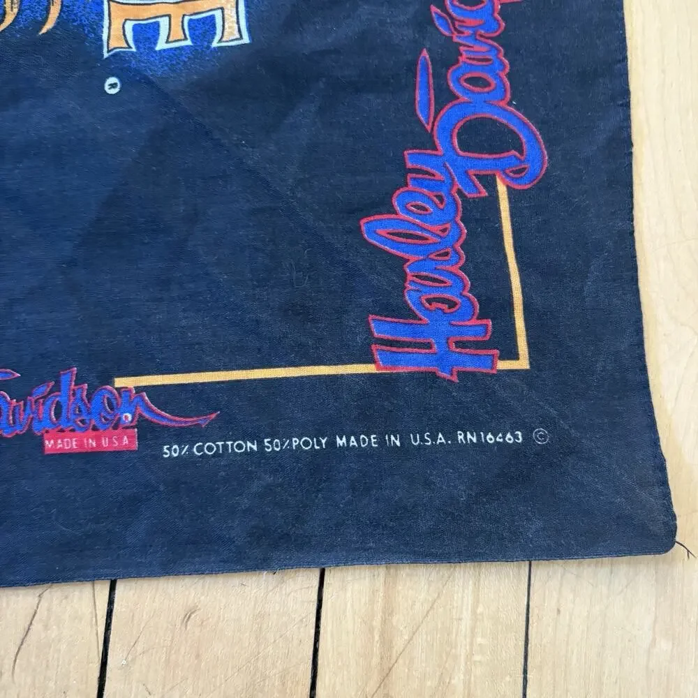 Harley Davidson The Eagle Soars Alone Bandanna Motorcycle Riding Vintage Y2K USA